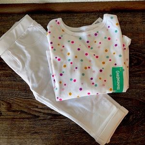 White Cuff Pants and Polka Dot Top - NEW